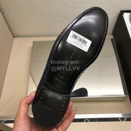 Bottega Veneta Leather Woven Casual Shoes For Men Navy