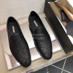 Bottega Veneta Black Leather Woven Casual Shoes For Men