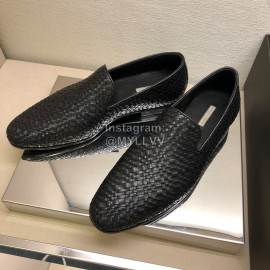 Bottega Veneta Black Leather Woven Casual Shoes For Men