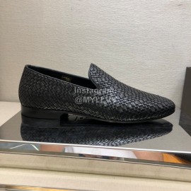 Bottega Veneta Black Leather Woven Casual Shoes For Men