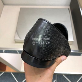 Bottega Veneta Black Leather Woven Casual Shoes For Men