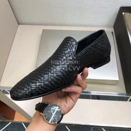 Bottega Veneta Black Leather Woven Casual Shoes For Men