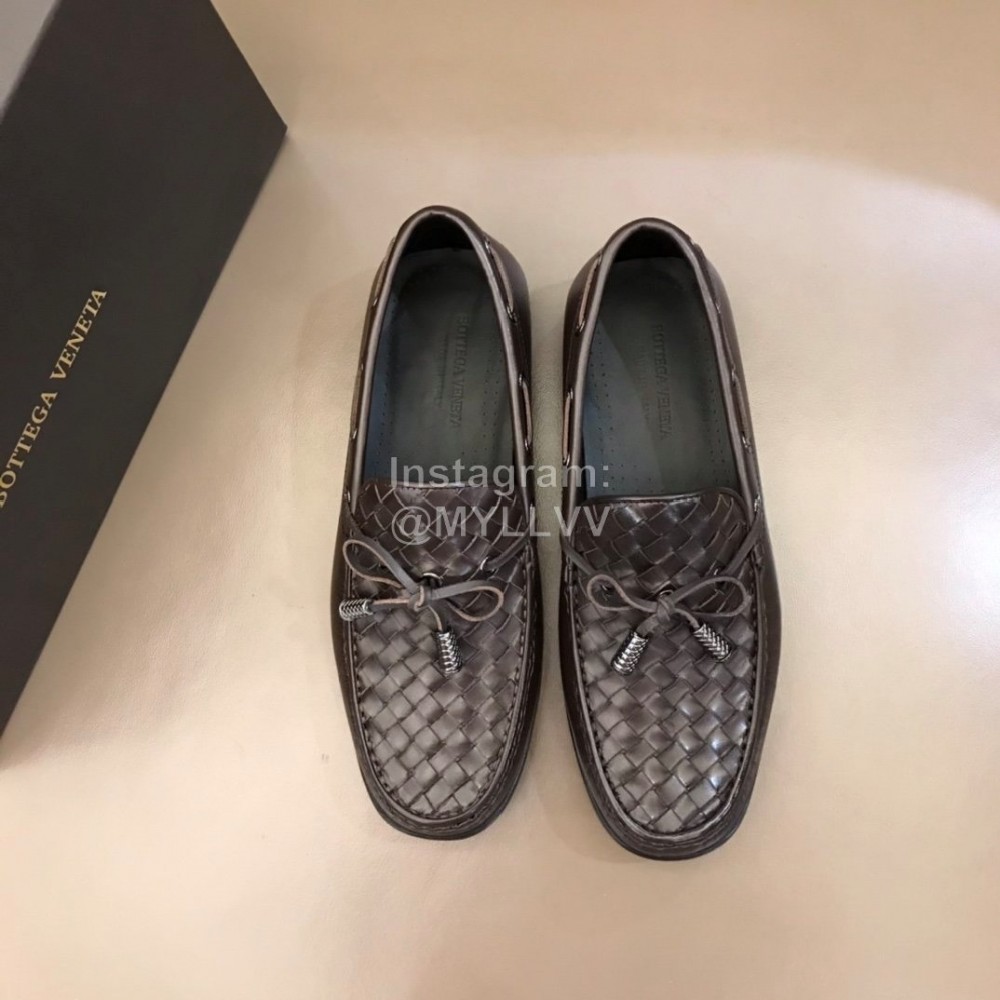 Bottega Veneta Bow Leather Woven Casual Shoes For Men Coffee