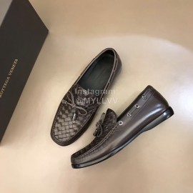 Bottega Veneta Bow Leather Woven Casual Shoes For Men Coffee