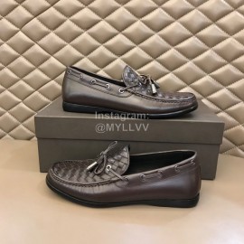Bottega Veneta Bow Leather Woven Casual Shoes For Men Coffee