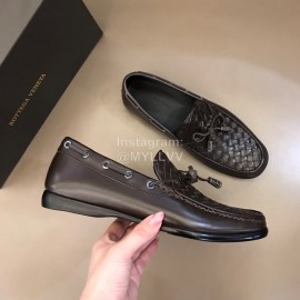 Bottega Veneta Bow Leather Woven Casual Shoes For Men Coffee