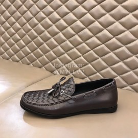 Bottega Veneta Bow Leather Woven Casual Shoes For Men Coffee