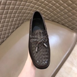 Bottega Veneta Bow Leather Woven Casual Shoes For Men Coffee
