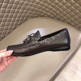 Bottega Veneta Bow Leather Woven Casual Shoes For Men Coffee