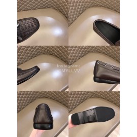 Bottega Veneta Bow Leather Woven Casual Shoes For Men Coffee
