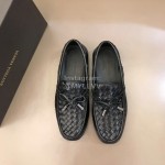 Bottega Veneta Bow Leather Woven Casual Shoes For Men Black