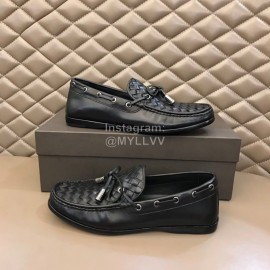 Bottega Veneta Bow Leather Woven Casual Shoes For Men Black