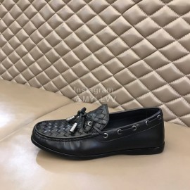Bottega Veneta Bow Leather Woven Casual Shoes For Men Black