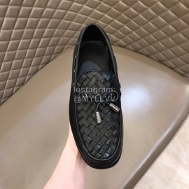 Bottega Veneta Bow Leather Woven Casual Shoes For Men Black