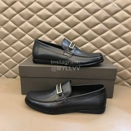 Bottega Veneta Black Calf Leather Business Shoes For Men