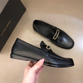 Bottega Veneta Black Calf Leather Business Shoes For Men