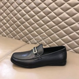 Bottega Veneta Black Calf Leather Business Shoes For Men