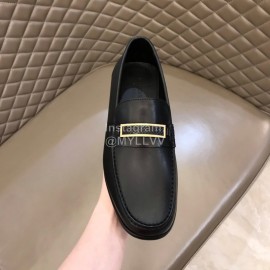 Bottega Veneta Black Calf Leather Business Shoes For Men