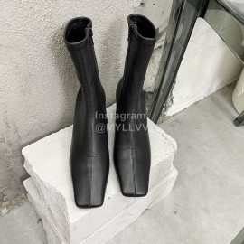 By Far Cowhide High Heeled Boots For Women Black