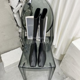 By Far Fashion Cowhide Thick High Heeled Boots For Women Black