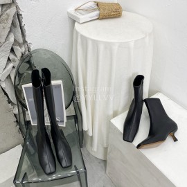 By Far Fashion Cowhide Thick High Heeled Boots For Women Black