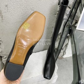 By Far Fashion Cowhide Thick High Heeled Boots For Women Black