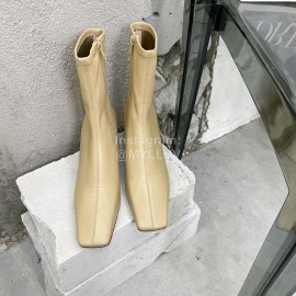 By Far Cowhide High Heeled Boots For Women Apricot