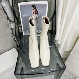 By Far Cowhide High Heeled Boots For Women White