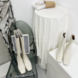 By Far Fashion Cowhide Thick High Heeled Boots For Women White