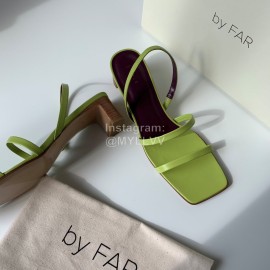 By Far Fashion Sheepskin Thick High Heeled Sandals For Women Green