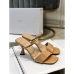 By Far New Sheepskin High Heeled Sandals For Women Khaki