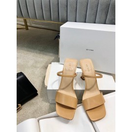 By Far New Sheepskin High Heeled Sandals For Women Khaki