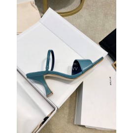By Far New Sheepskin High Heeled Sandals For Women Blue