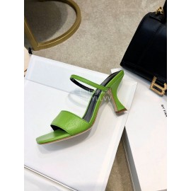By Far New Sheepskin High Heeled Sandals For Women Green