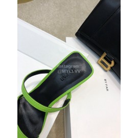 By Far New Sheepskin High Heeled Sandals For Women Green