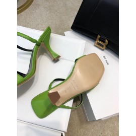 By Far New Sheepskin High Heeled Sandals For Women Green