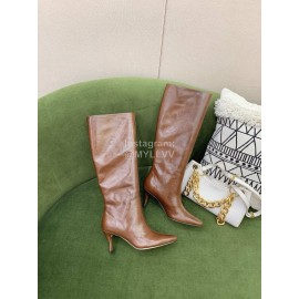 By Far Cowhide High Heeled Long Boots For Women Brown