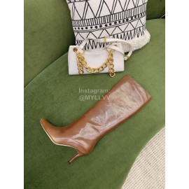 By Far Cowhide High Heeled Long Boots For Women Brown