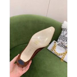 By Far Cowhide High Heeled Long Boots For Women Brown