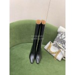 By Far Cowhide High Heeled Long Boots For Women Black