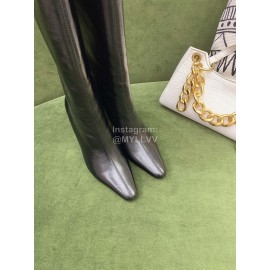 By Far Cowhide High Heeled Long Boots For Women Black