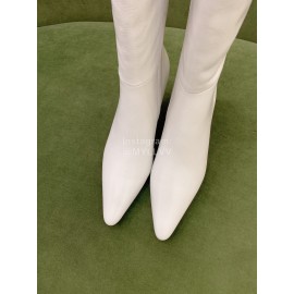 By Far Cowhide High Heeled Long Boots For Women White