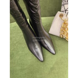 By Far Black Cowhide High Heeled Long Boots For Women