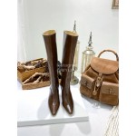 By Far Stevie Cowhide High Heeled Long Boots For Women Brown