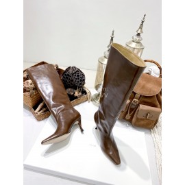 By Far Stevie Cowhide High Heeled Long Boots For Women Brown