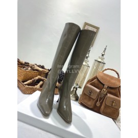 By Far Stevie Cowhide High Heeled Long Boots For Women Coffee