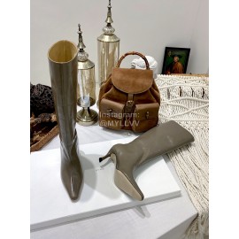 By Far Stevie Cowhide High Heeled Long Boots For Women Coffee