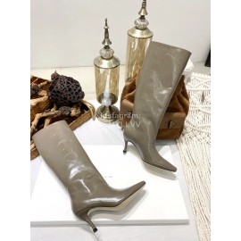 By Far Stevie Cowhide High Heeled Long Boots For Women Coffee