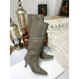 By Far Stevie Cowhide High Heeled Long Boots For Women Coffee