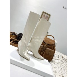 By Far Stevie Cowhide High Heeled Long Boots For Women White